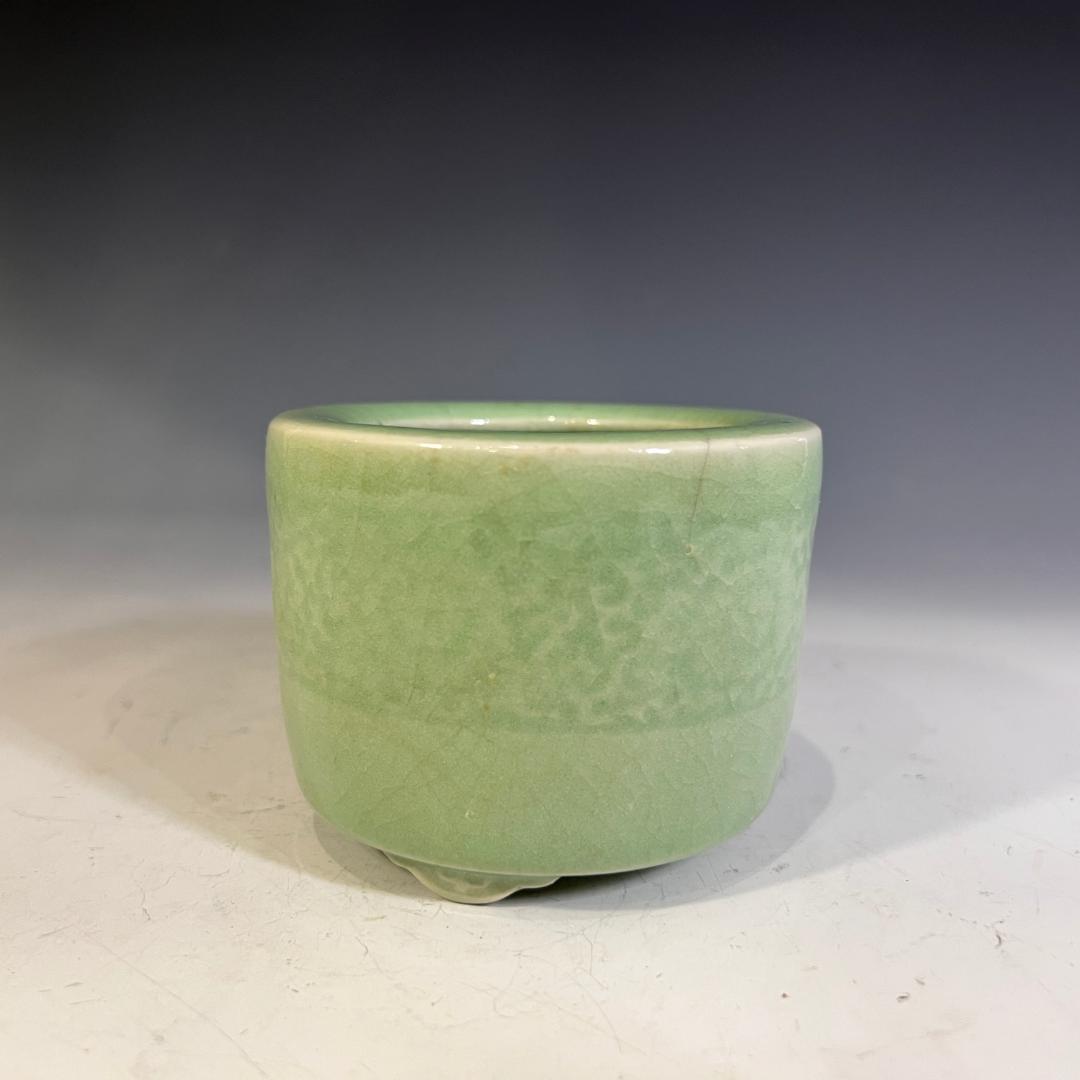 清・豆青釉 筆筒 陶瓷器・稀少珍品・置物・賞物・中国古美術