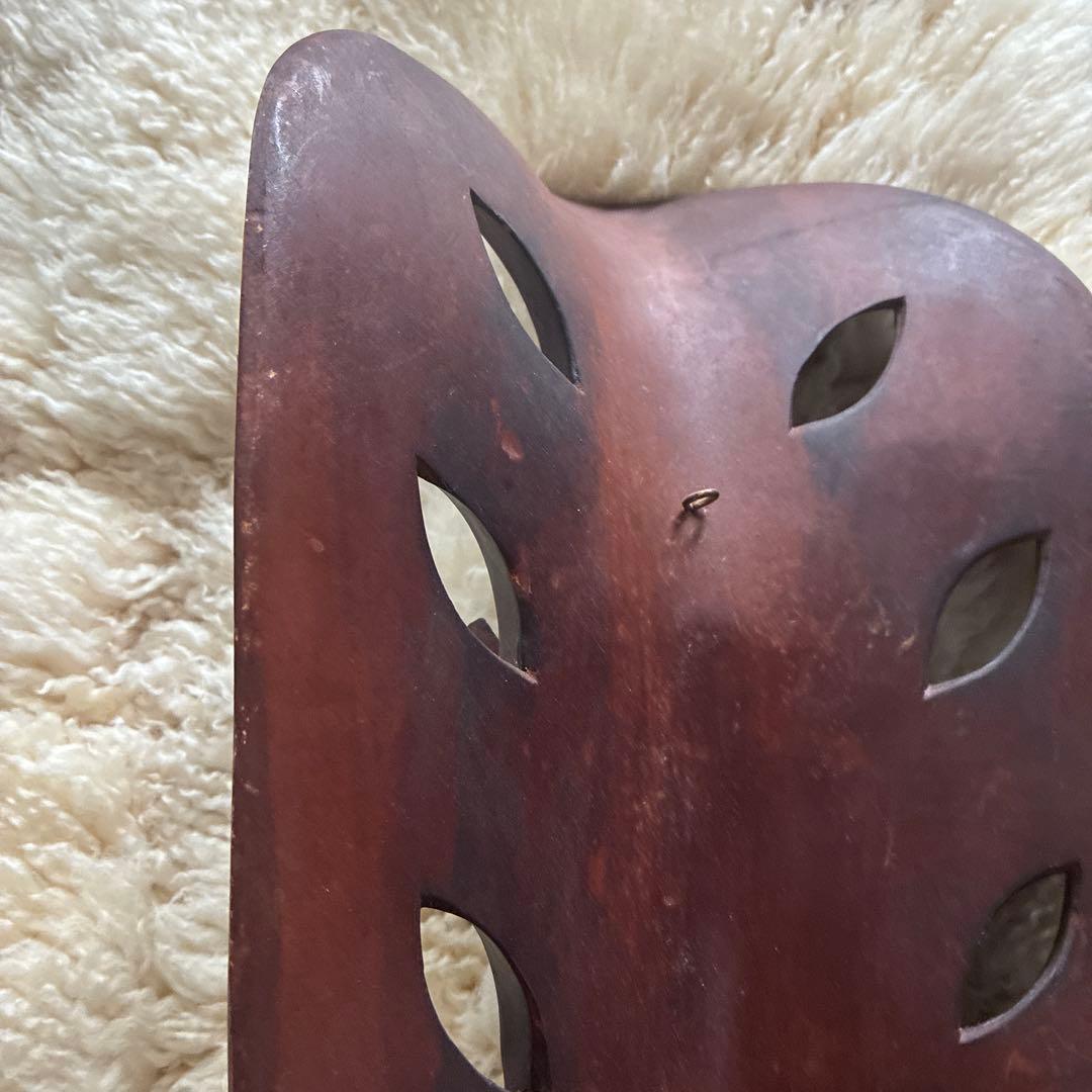 木製彫刻マスク ダークブラウン　インドネシア　お面　お土産　ヴィンテージ