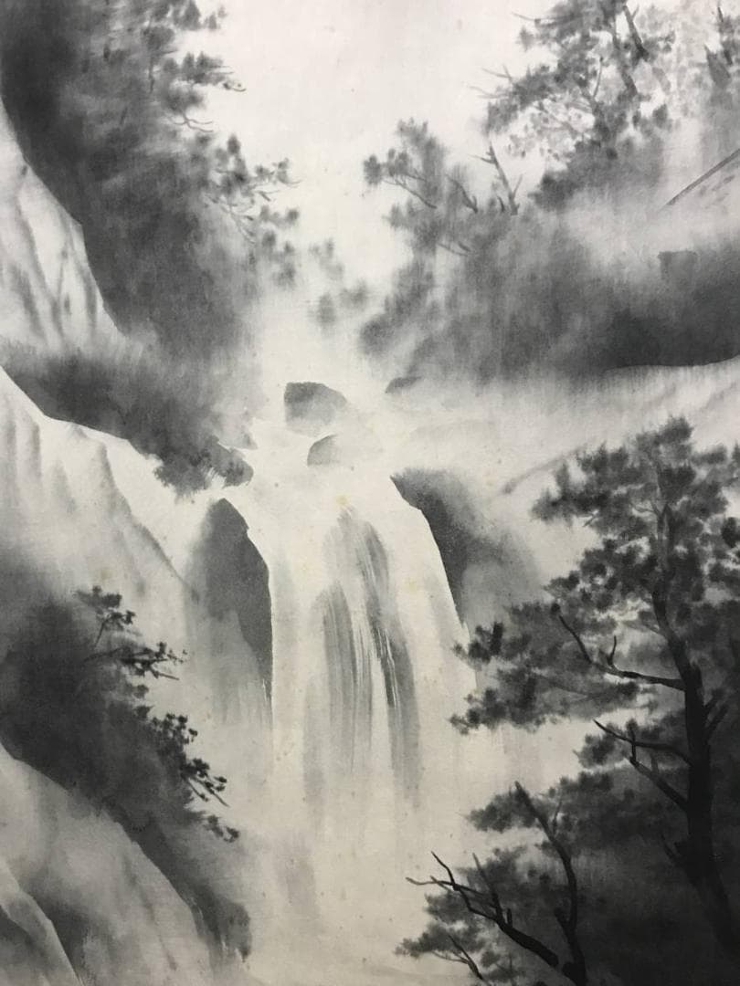 【真作】羽多埜貞史/山水図/掛軸/名家伝来/AB-814