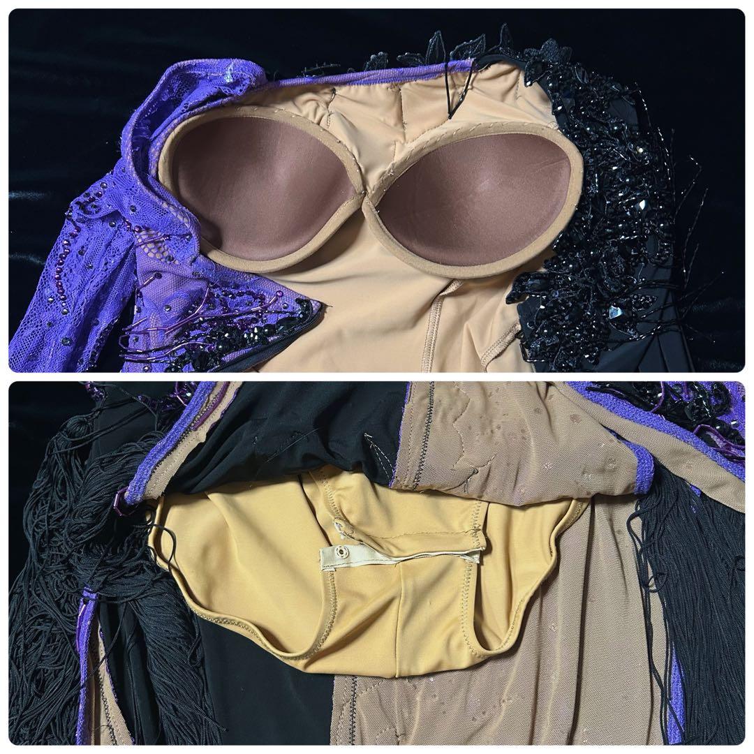 社交ダンス ドレス★シーズ ラテンドレス★ブラック&パープル★サイズM★新品