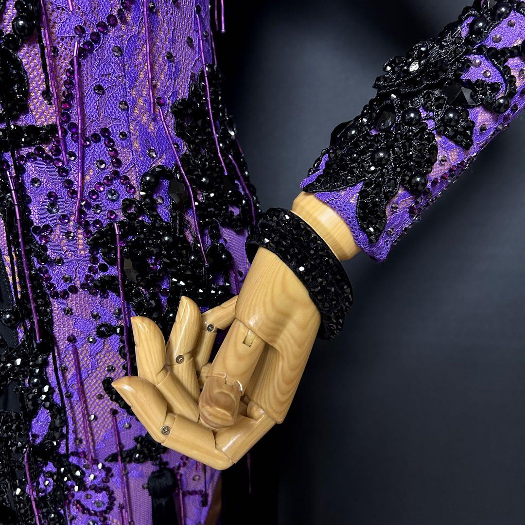 社交ダンス ドレス★シーズ ラテンドレス★ブラック&パープル★サイズM★新品