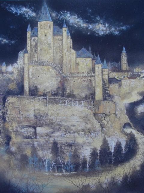 木村圭吾、【孤高の城塞】、新品高級額 額装付、日本画 希少画集画 状態良好