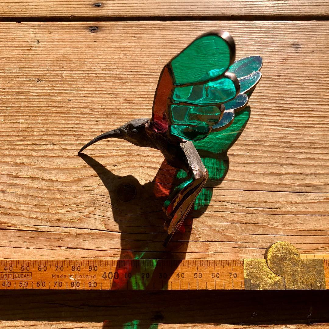 ヴィンテージ　ハチドリ　ハミングバード　アメリカ製　ステンドグラス　オーナメント