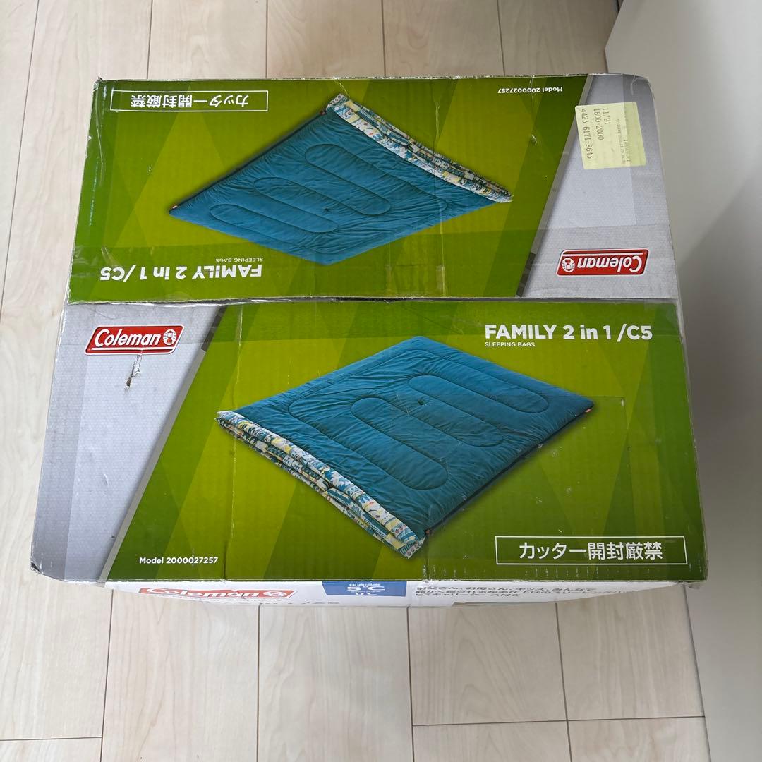Coleman　寝袋シュラフFAMILY 2in1/C5 箱付き　コールマン