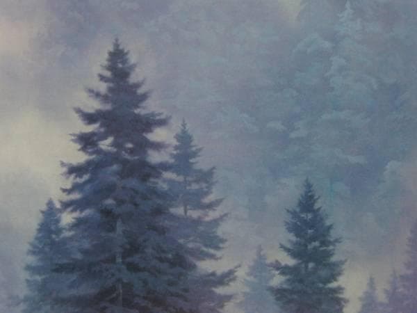 東山魁夷、山雲、青の世界高額画一部、額付