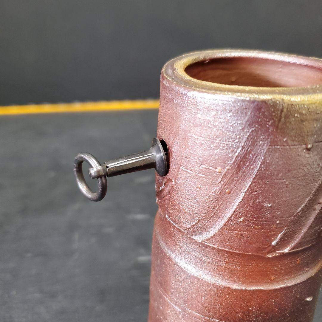 人間国宝 藤原雄作 備前焼 掛花入 共箱 栞 布 141