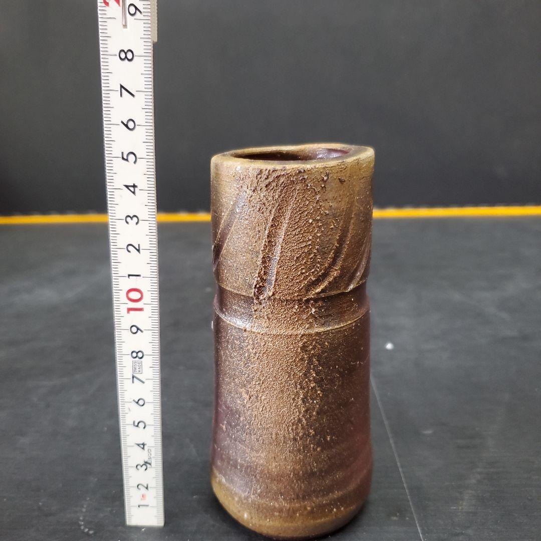 人間国宝 藤原雄作 備前焼 掛花入 共箱 栞 布 141