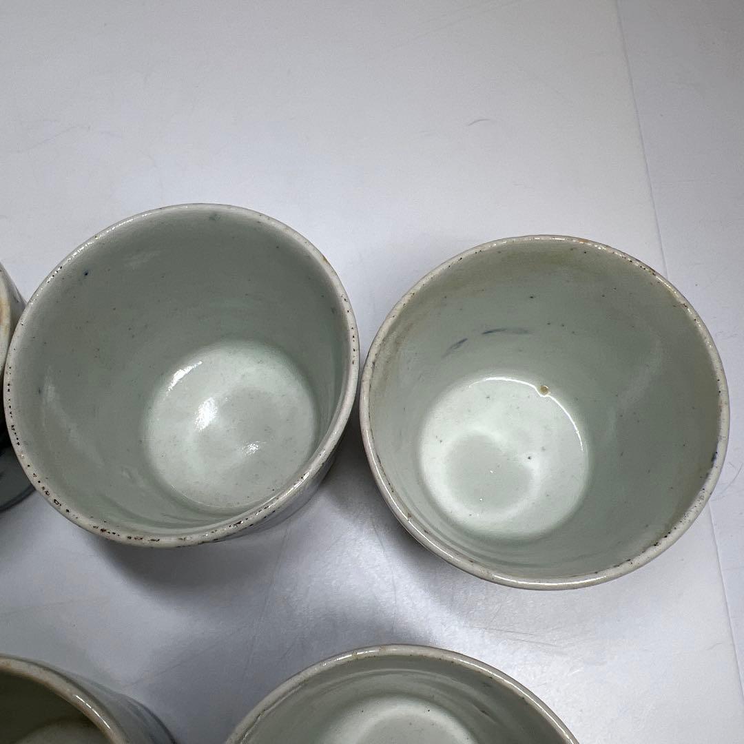 江戸初期　初期伊万里厚底蕎麦猪口9客　口径約7㎝　東Y7-1003☆2Fトヒチ