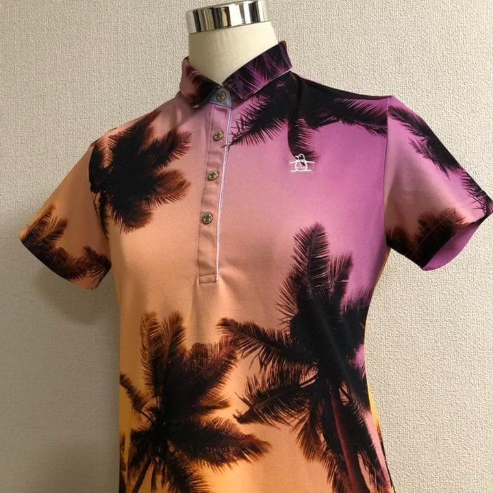 美品 マンシングウェア ゴルフ ポロシャツ ウェア 総柄 Lサイズ