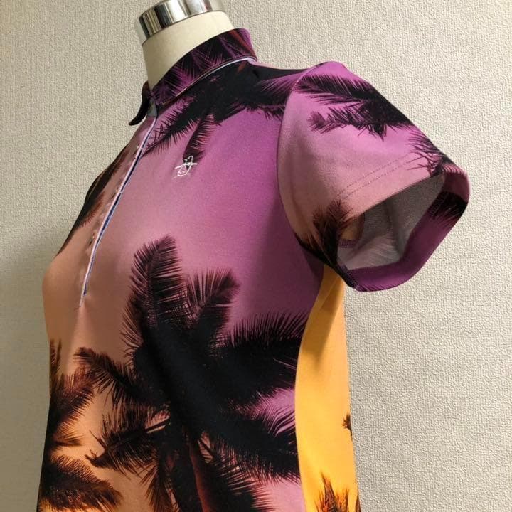 美品 マンシングウェア ゴルフ ポロシャツ ウェア 総柄 Lサイズ