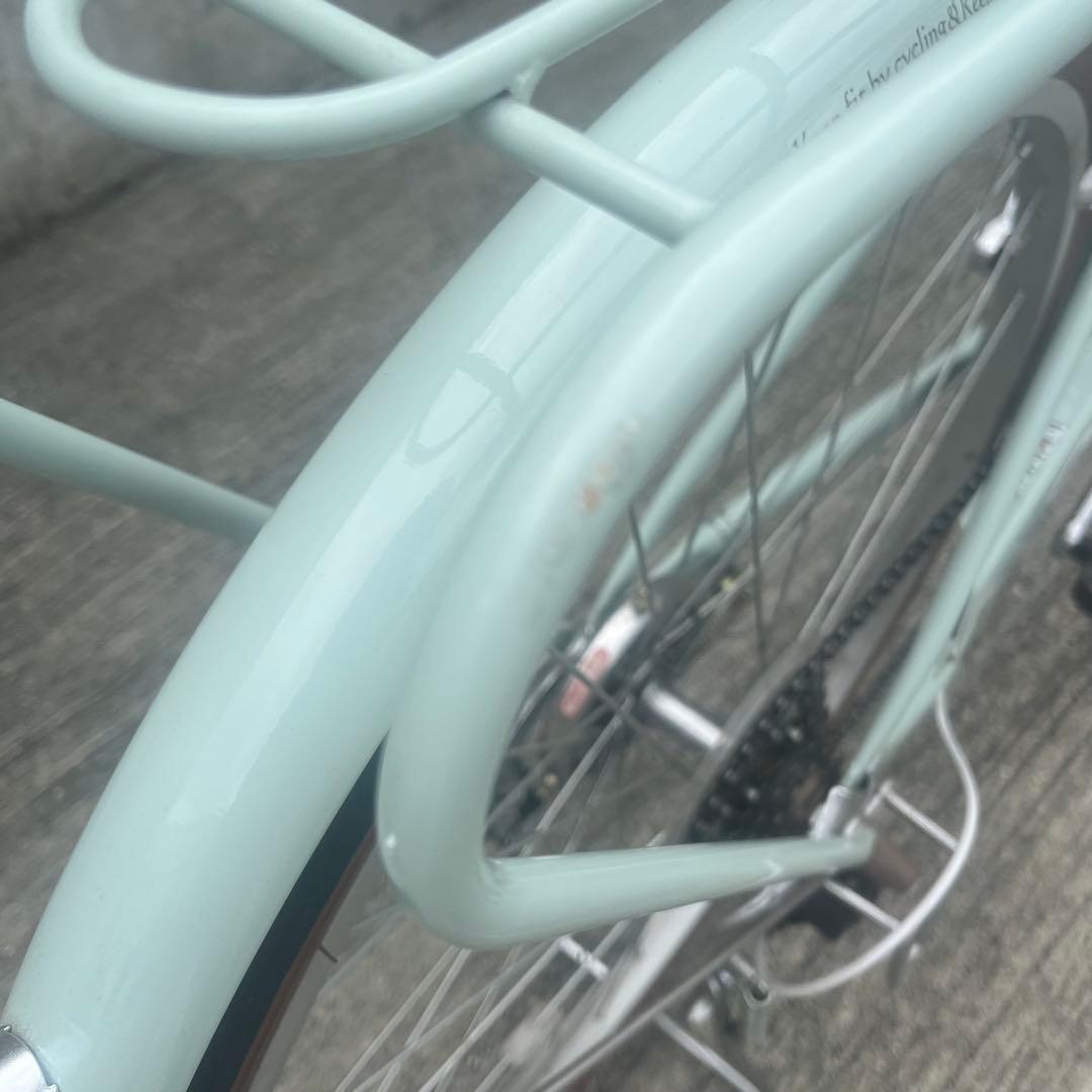 【美品】子供用自転車 26インチ ミントグリーン 前面バスケット付き