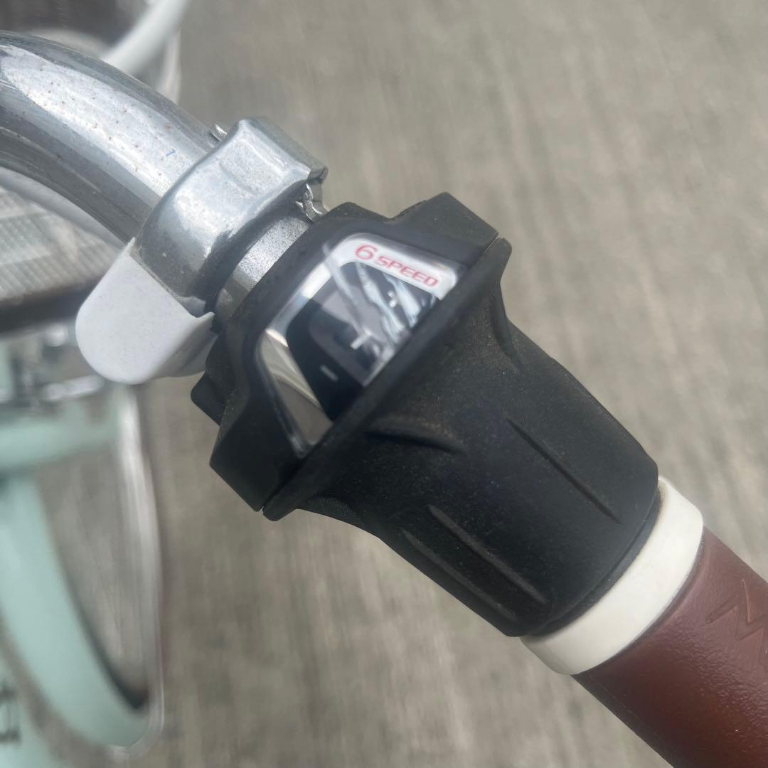 【美品】子供用自転車 26インチ ミントグリーン 前面バスケット付き