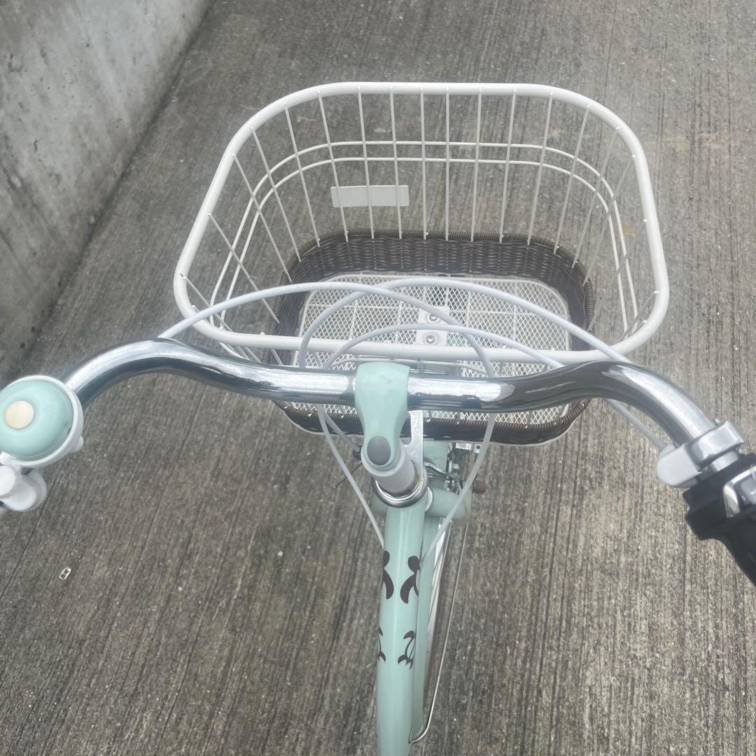 【美品】子供用自転車 26インチ ミントグリーン 前面バスケット付き