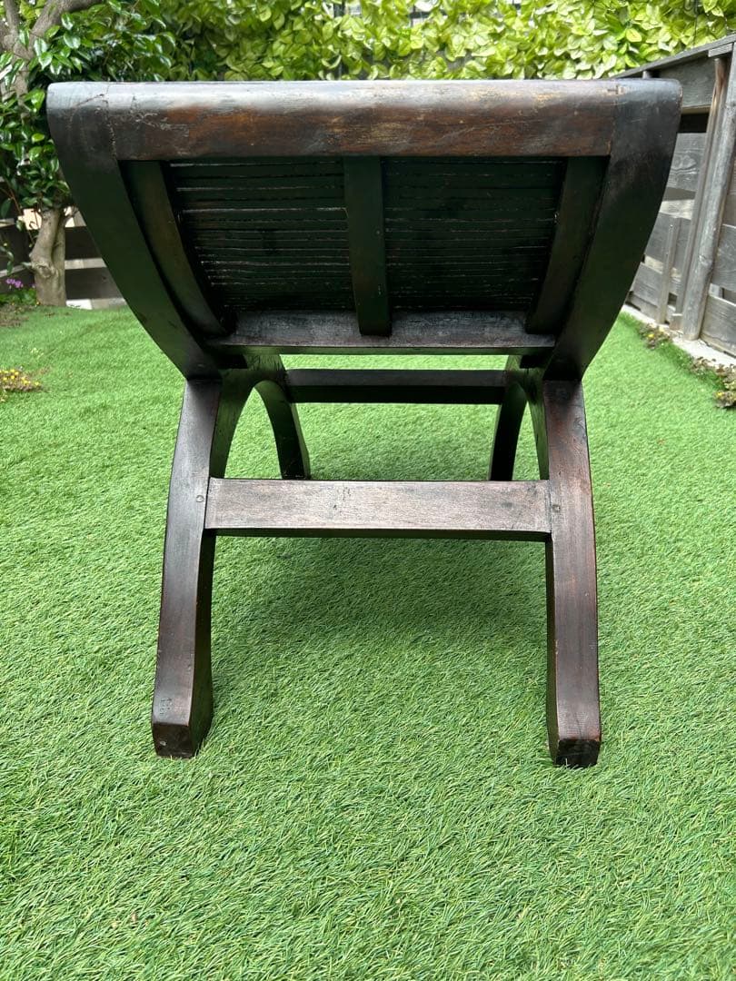 アンティーク調 木製スツール／玄関ベンチ 腰掛け椅子 カーブデザイン