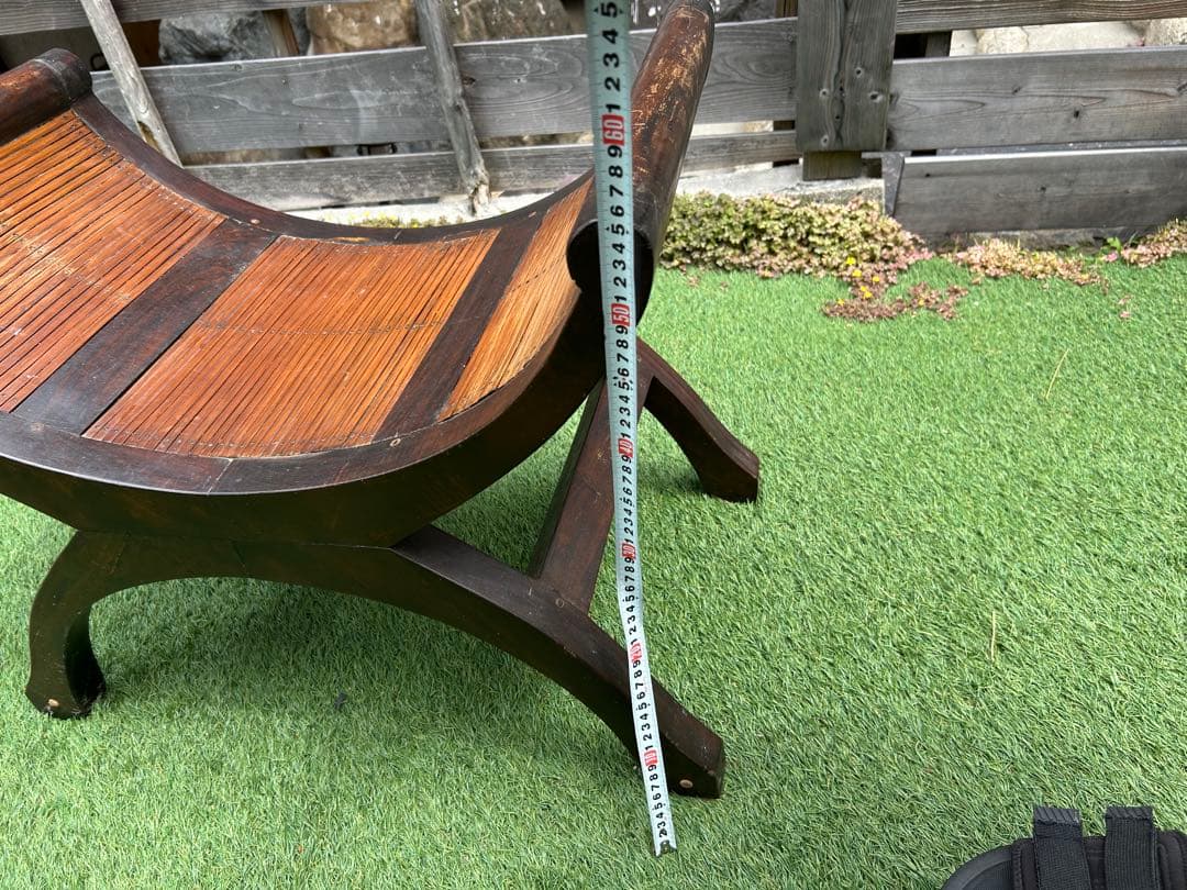 アンティーク調 木製スツール／玄関ベンチ 腰掛け椅子 カーブデザイン