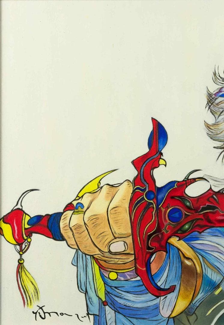 天野喜孝　油彩　肉筆『フリオニール』表サイン　裏サイン　P8号　額装　b849