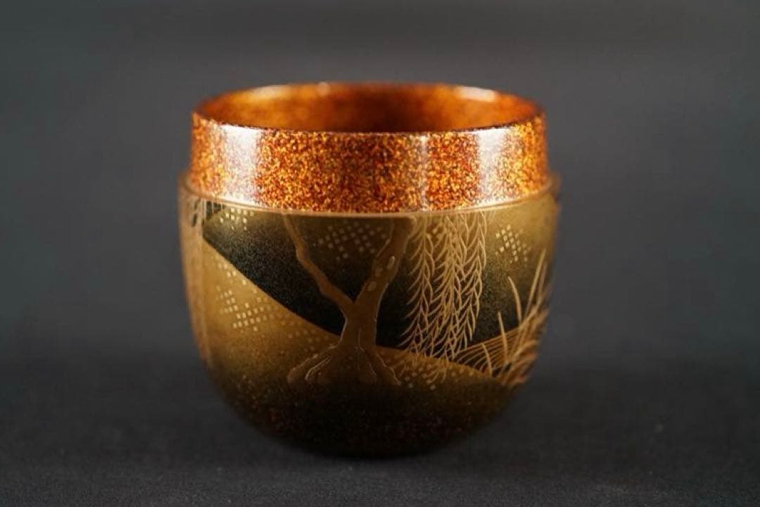 加賀蒔絵師 大下香仙 柳橋 棗 共箱 共布 金蒔絵 梨地 螺鈿細工 漆芸名品