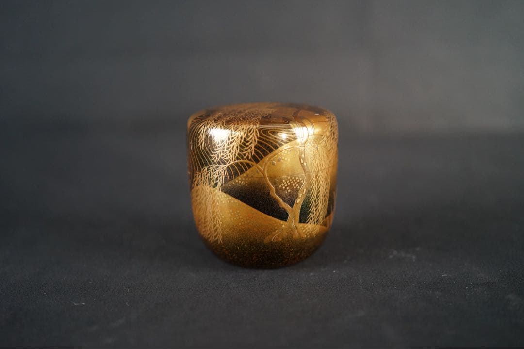 加賀蒔絵師 大下香仙 柳橋 棗 共箱 共布 金蒔絵 梨地 螺鈿細工 漆芸名品