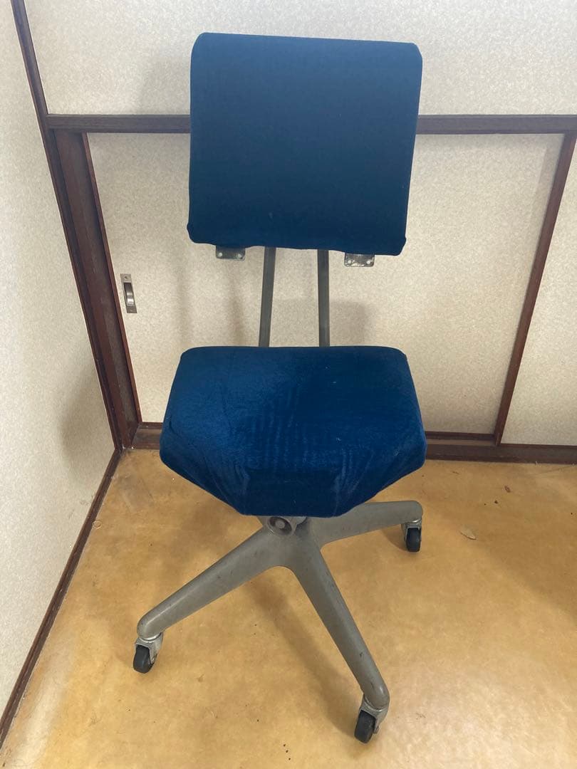 鉄道 回転椅子 青色モケット キャスター付き