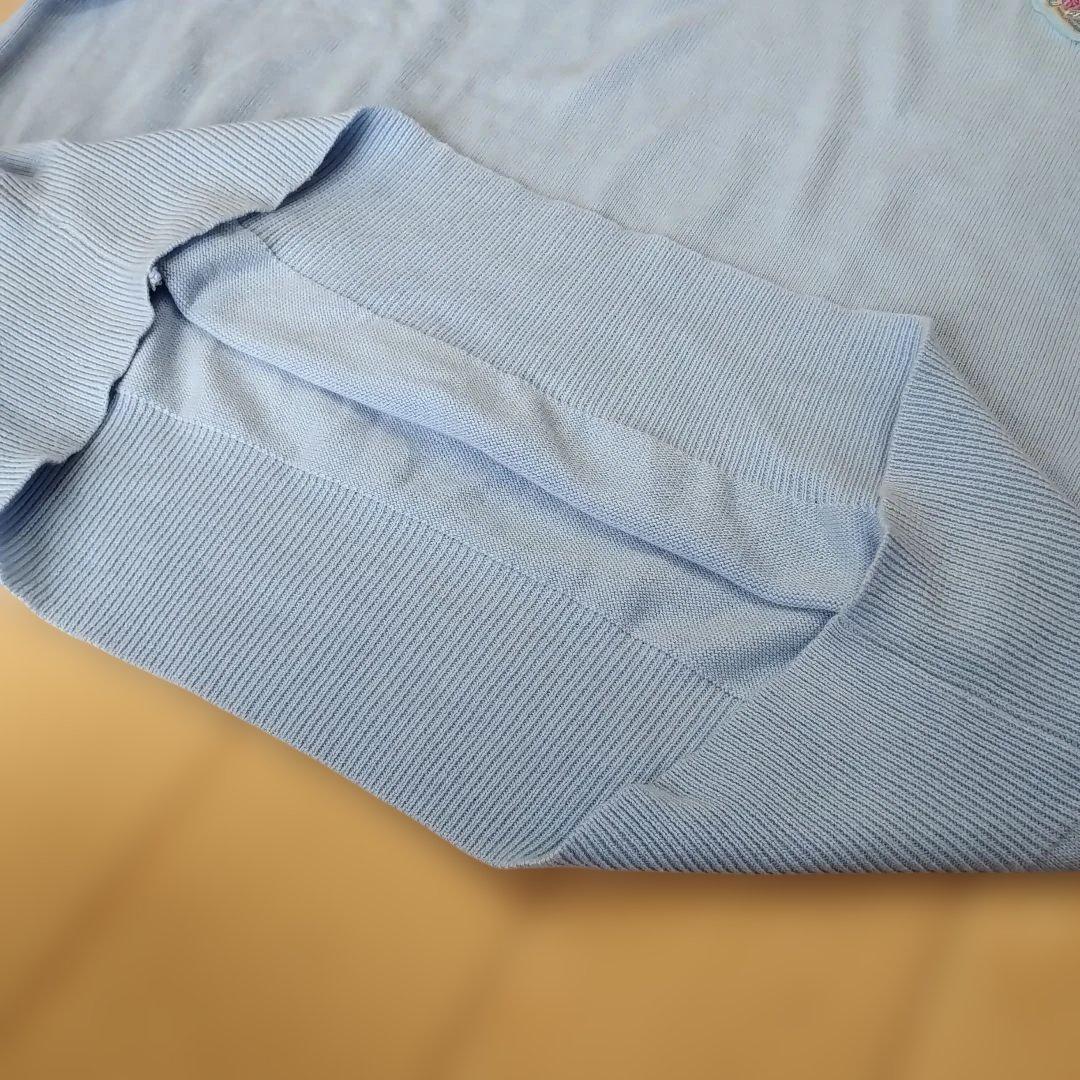 【ずっと真夜中でいいのに。】長袖ニットポロシャツ/ライトブルー