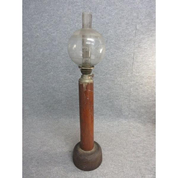 アンティーク透明に模様入り笠竹筒置きランプ [B26786]