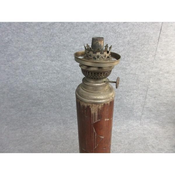 アンティーク透明に模様入り笠竹筒置きランプ [B26786]