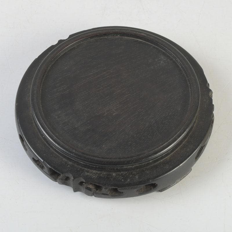 七宝焼　黄釉　花鳥文　花瓶　唐木台・箱付　D　9821