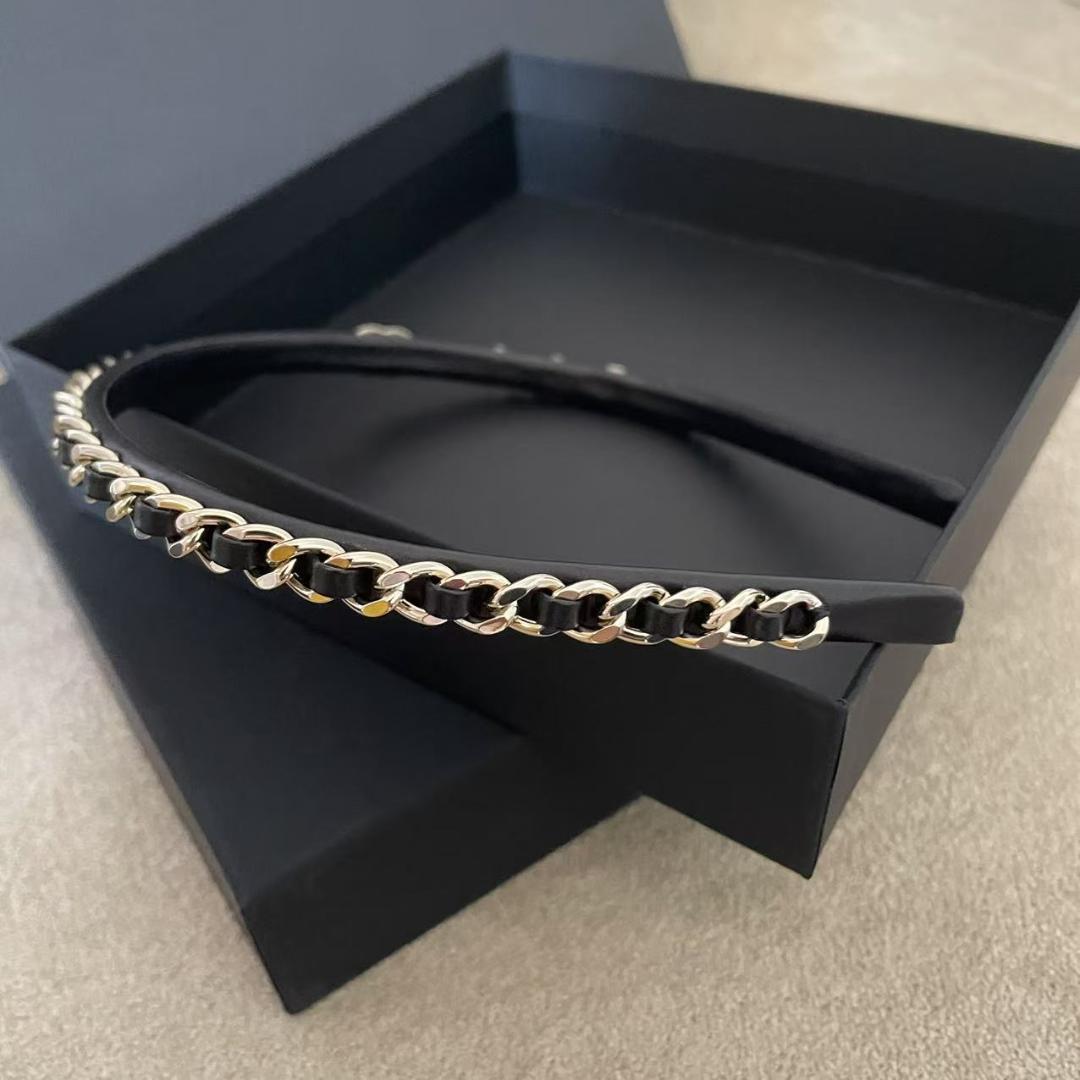 チェーンデザイン ヘアバンド ブラックゴールド