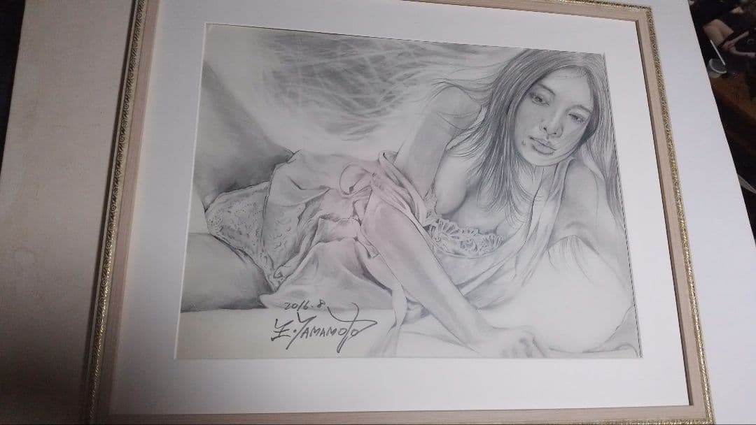 絵画、裸婦、美人画6F、山本英二、しなりk、新品額縁真作、肉筆画。