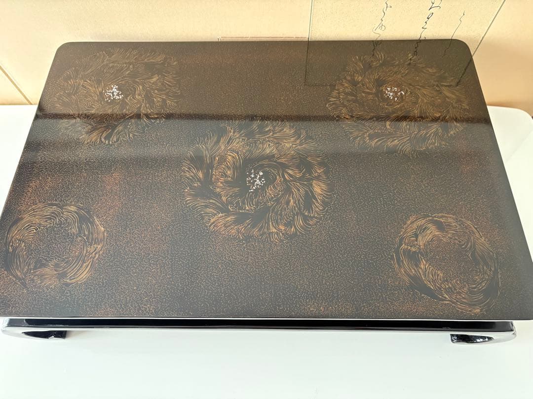 津軽塗？巻足螺鈿花台(大型)平卓　飾り台　盆栽台