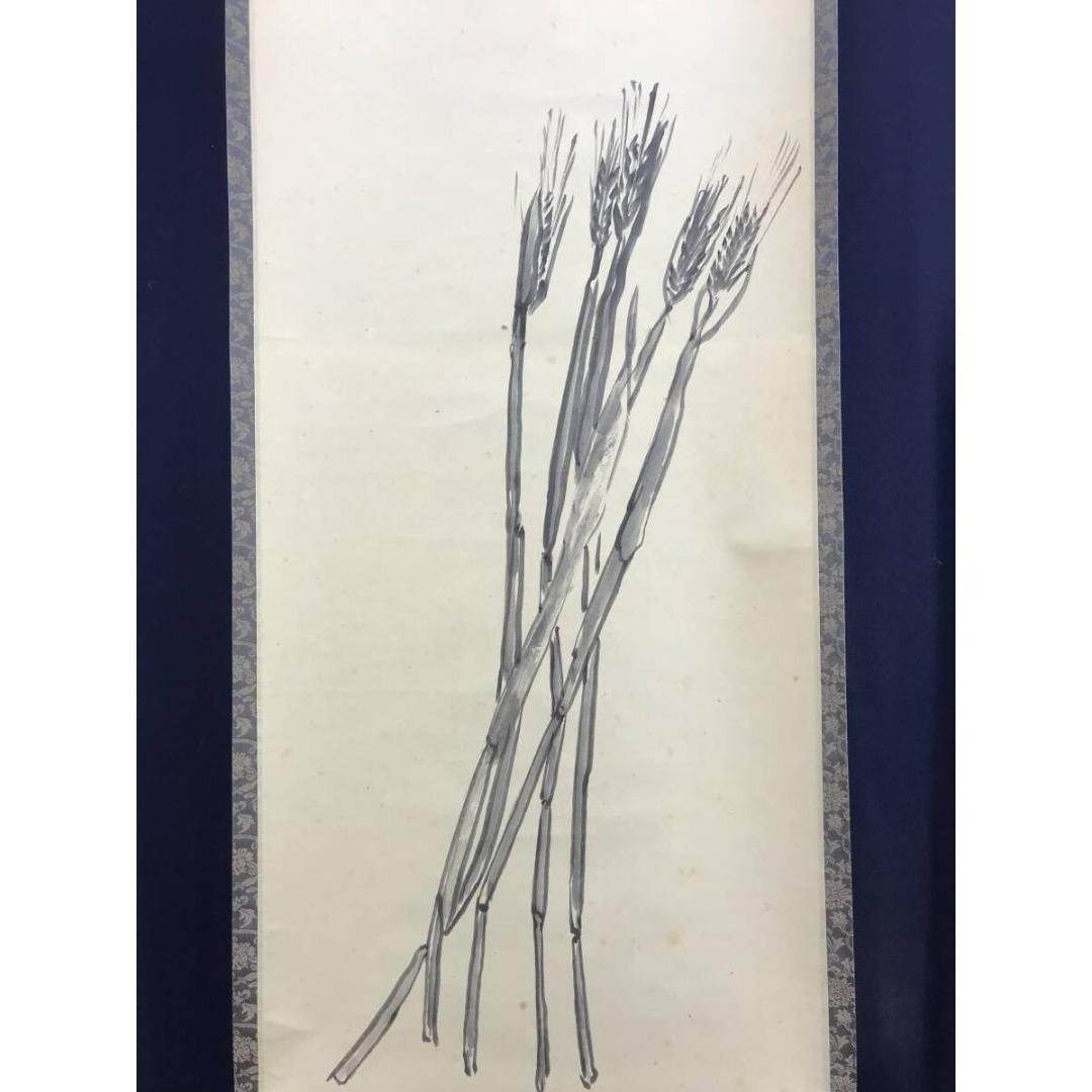 真作/大徳寺/紫野/山口大痴/宗秀/麦画賛/初夏の掛軸/名家伝来/AK-588