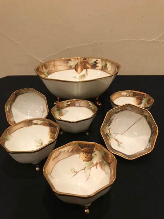 オールドノリタケ　３つ足　ナッツボールセット