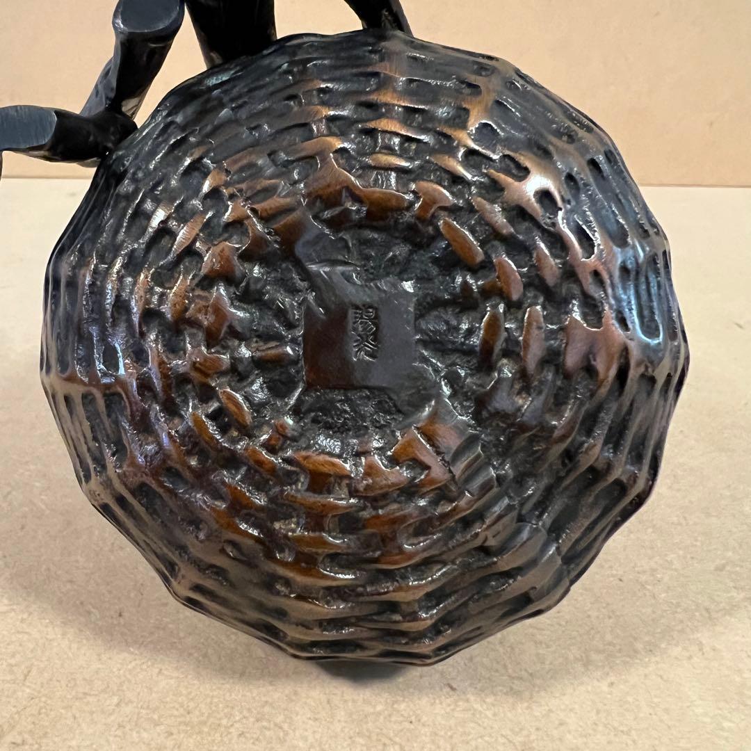 高岡銅器 陽光作 銅製 魚籠 川蝉 カワセミ 青銅 香爐 香炉 共箱 鋳造