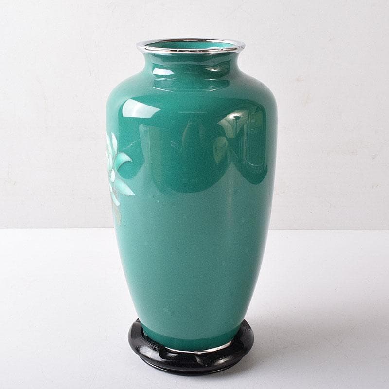 七宝焼　諸官庁御用達　野口製作所　花文　花瓶　共箱　M　R8356