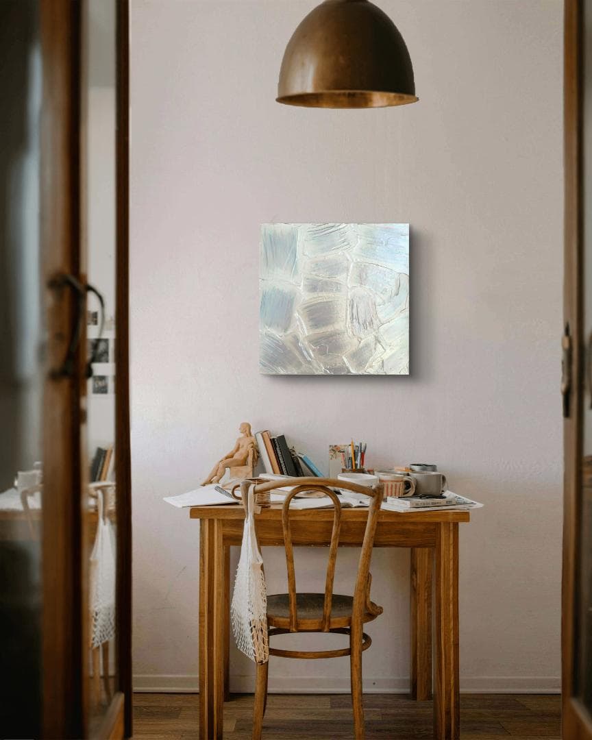 再生-銀 / テクスチャー キャンバス 26×26㎝ 原画 モダン 現代アート