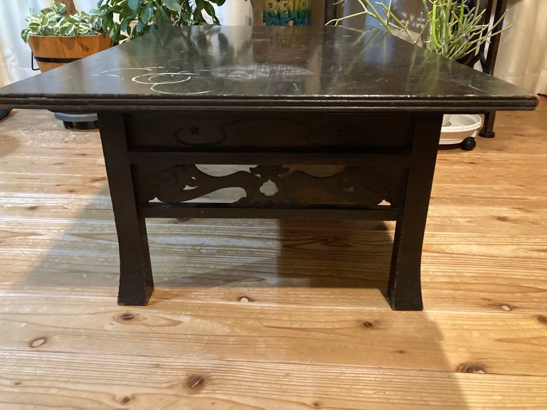 昭和レトロ　木製文机　ローテーブル　黒19