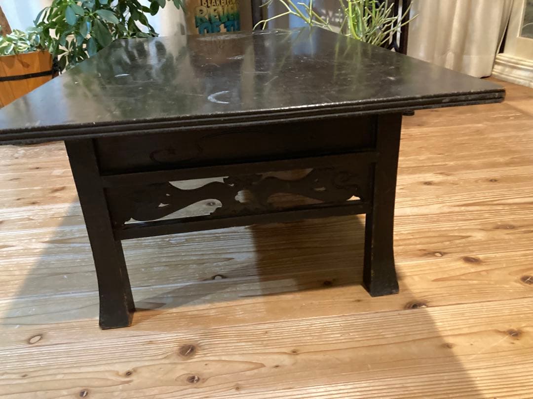 昭和レトロ　木製文机　ローテーブル　黒19