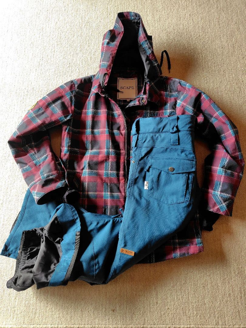SCAPE フード付きチェック柄ジャケット