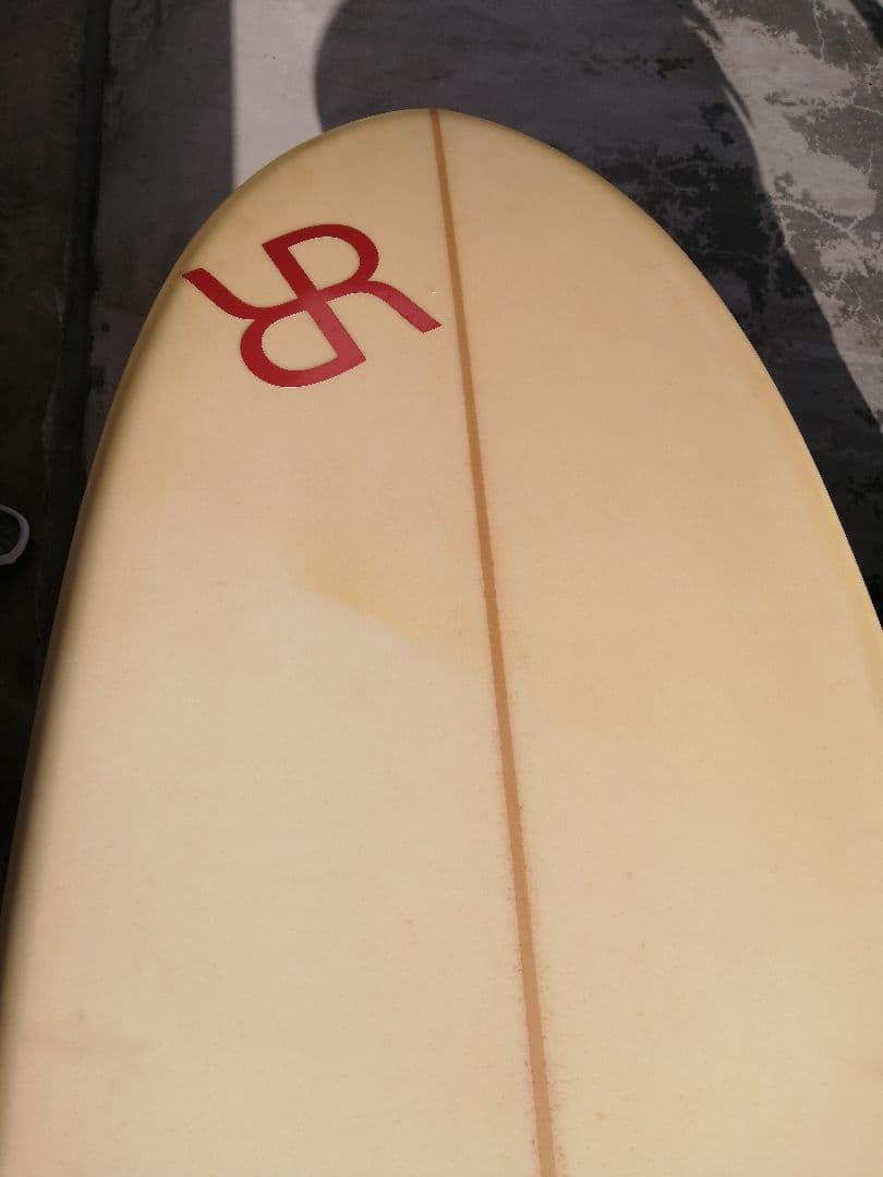 ロングボード クリーム色 青ストライプ 9.2フィート