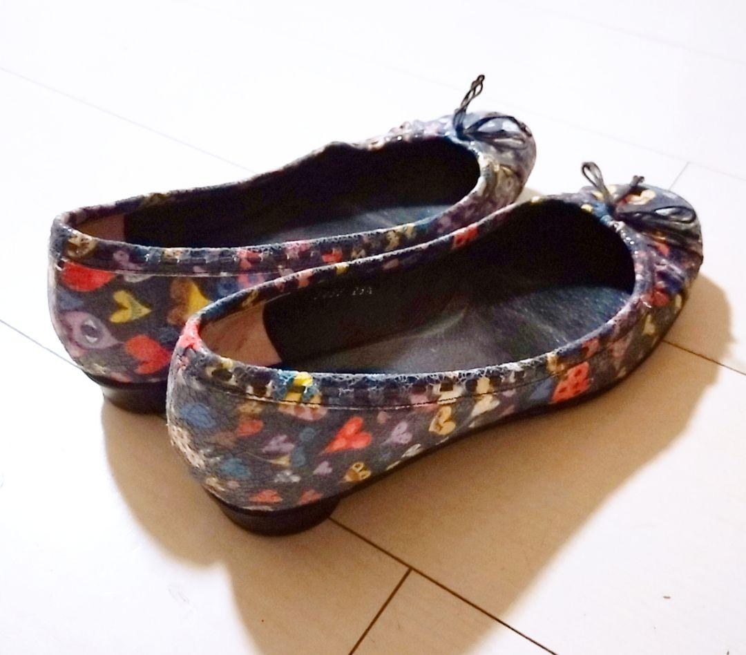 D222085 tsumori chisato WALK 総柄 バレエシューズ