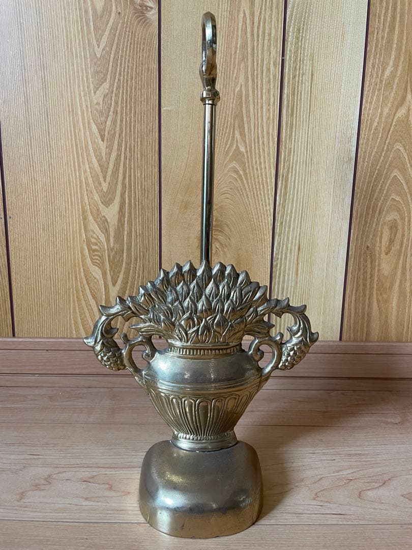 【アンティーク】真鍮製花装飾 ドアストッパー オブジェ