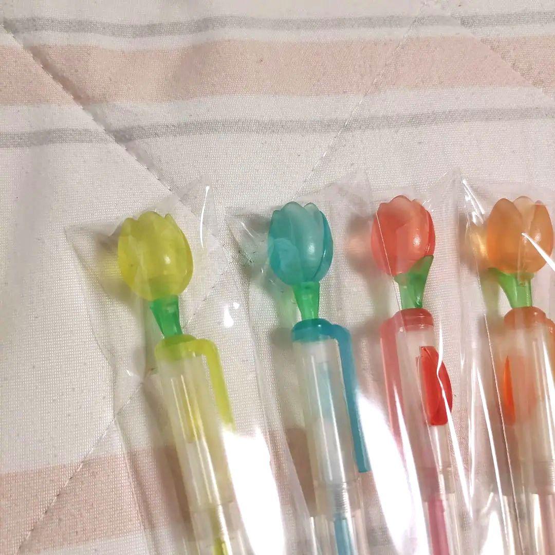 チューリップ型　シャープペン　フラワー　クリアカラー　6本セット　平成レトロ