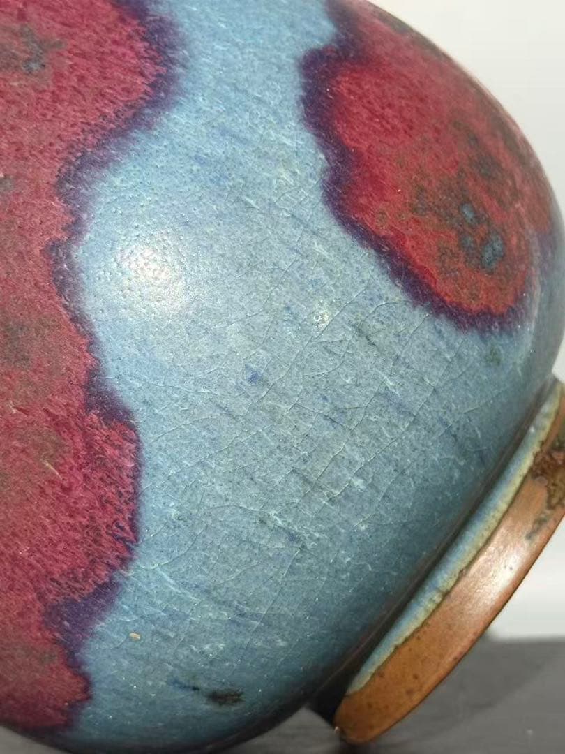 鈞窯 天藍釉 窯変紅斑 鶏心罐 古陶磁 中国美術 C I A2012