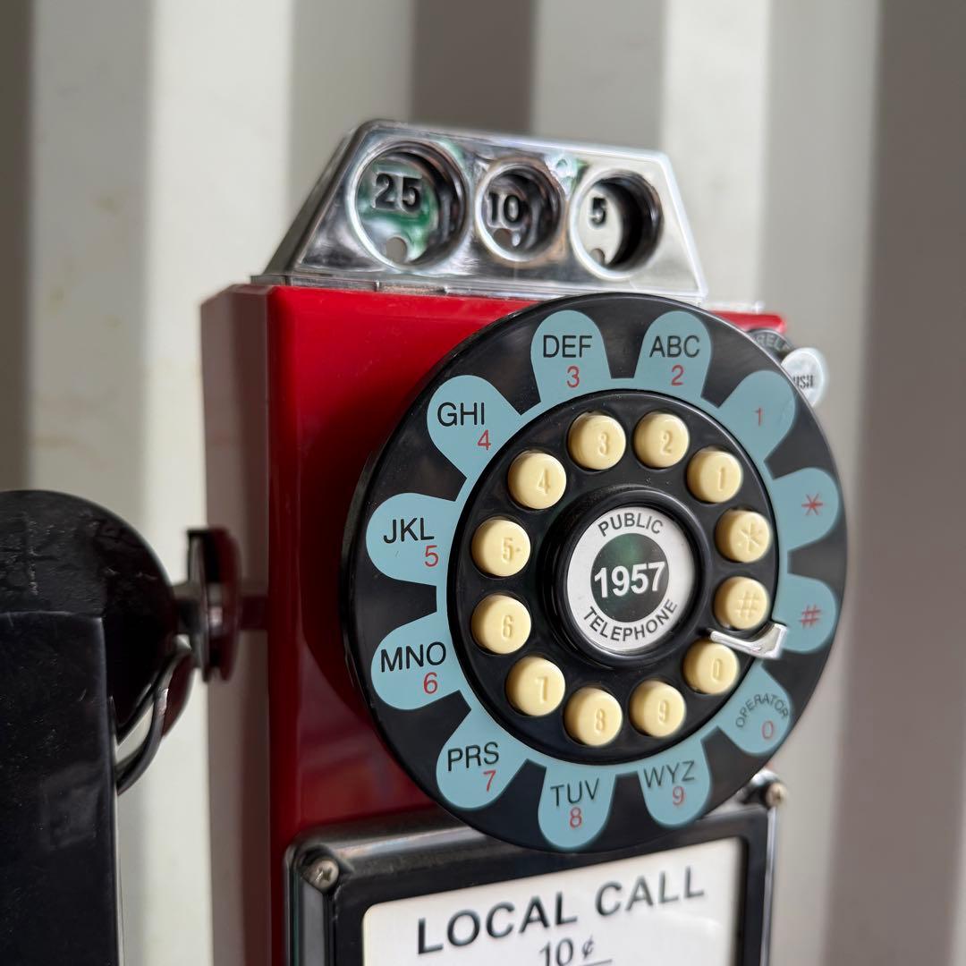 H67希少品 動作品✨　CROSLEYレッドダイヤル式公衆電話　コレクション