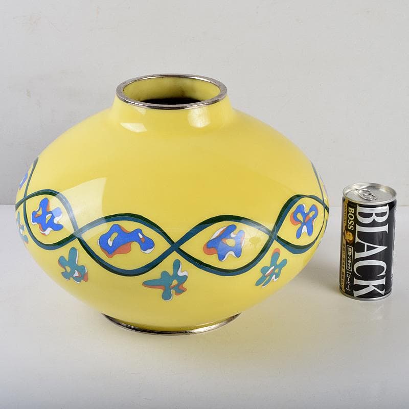 七宝焼　黄釉　花瓶　M　R9074B