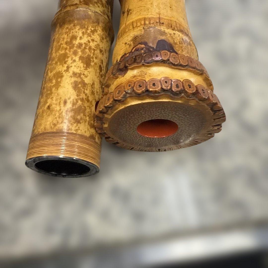 う*き様 尺八本体 竹製 5穴 彫刻あり 和楽器 仙山 取り外し 小物 格安