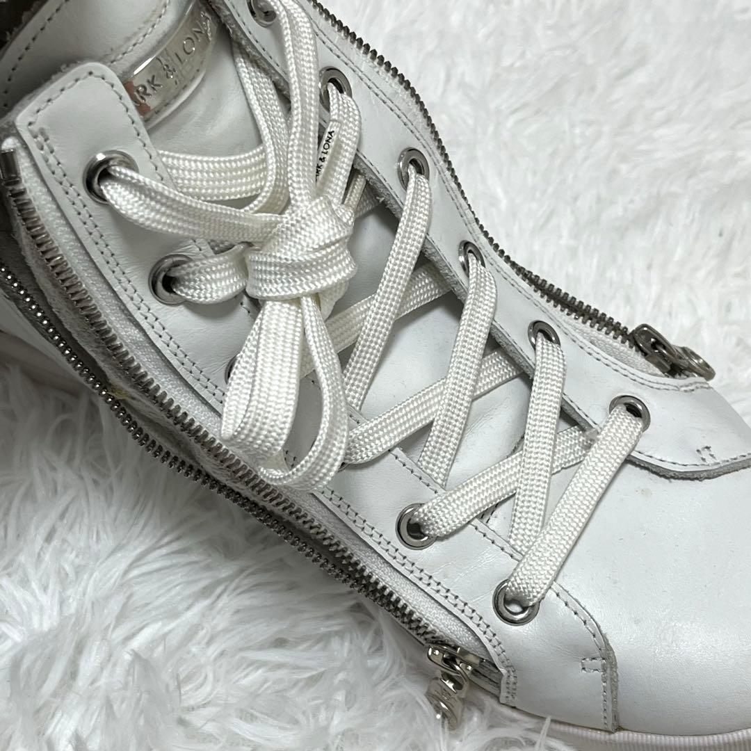 マーク&ロナ ハイカット ダブルジップ スニーカー ビブラムソール 27.0 白