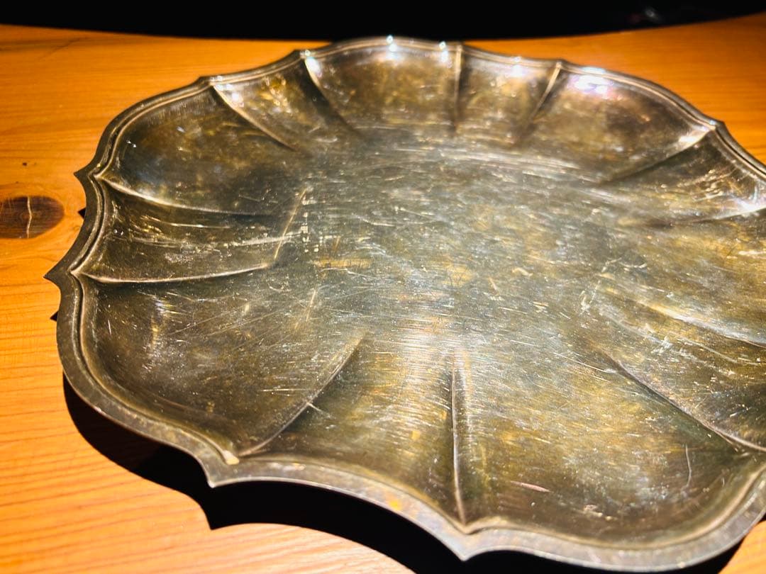 USAアンティーク】 シルバープレート　大皿　トレー　トレンチB
