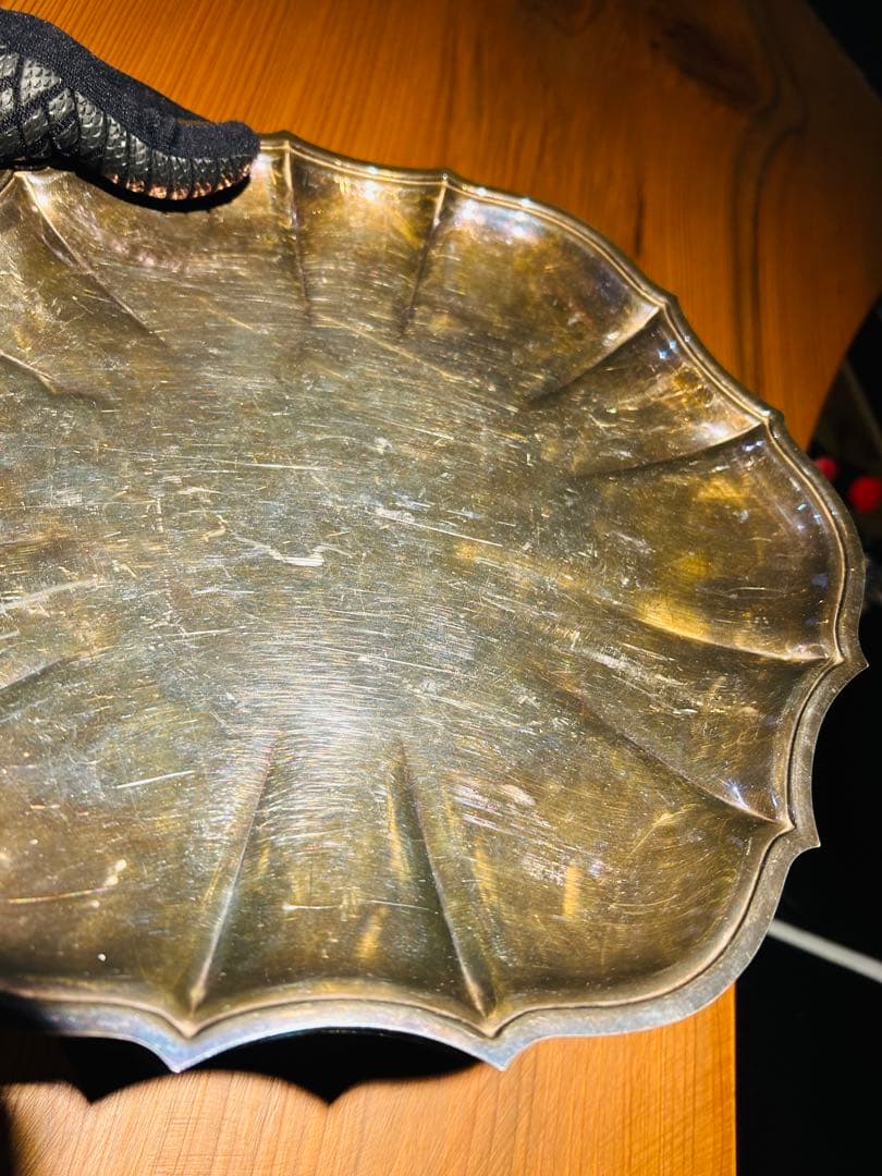 USAアンティーク】 シルバープレート　大皿　トレー　トレンチB