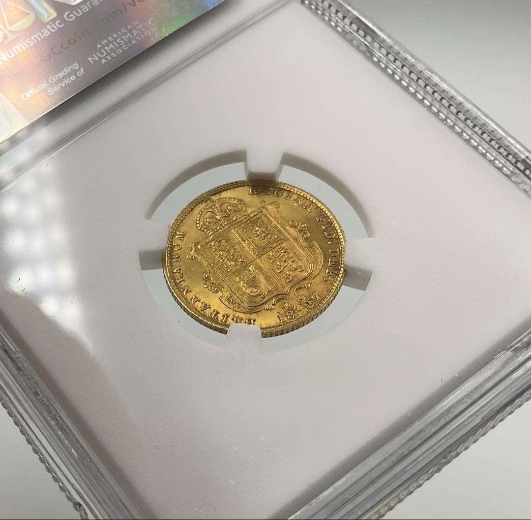 1887 英国 ヴィクトリア ジュビリーヘッド 1/2ソブリン 金貨 MS63